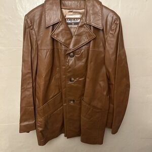 vintage cresco coat jacket Cognac Brown Lapel Size 38